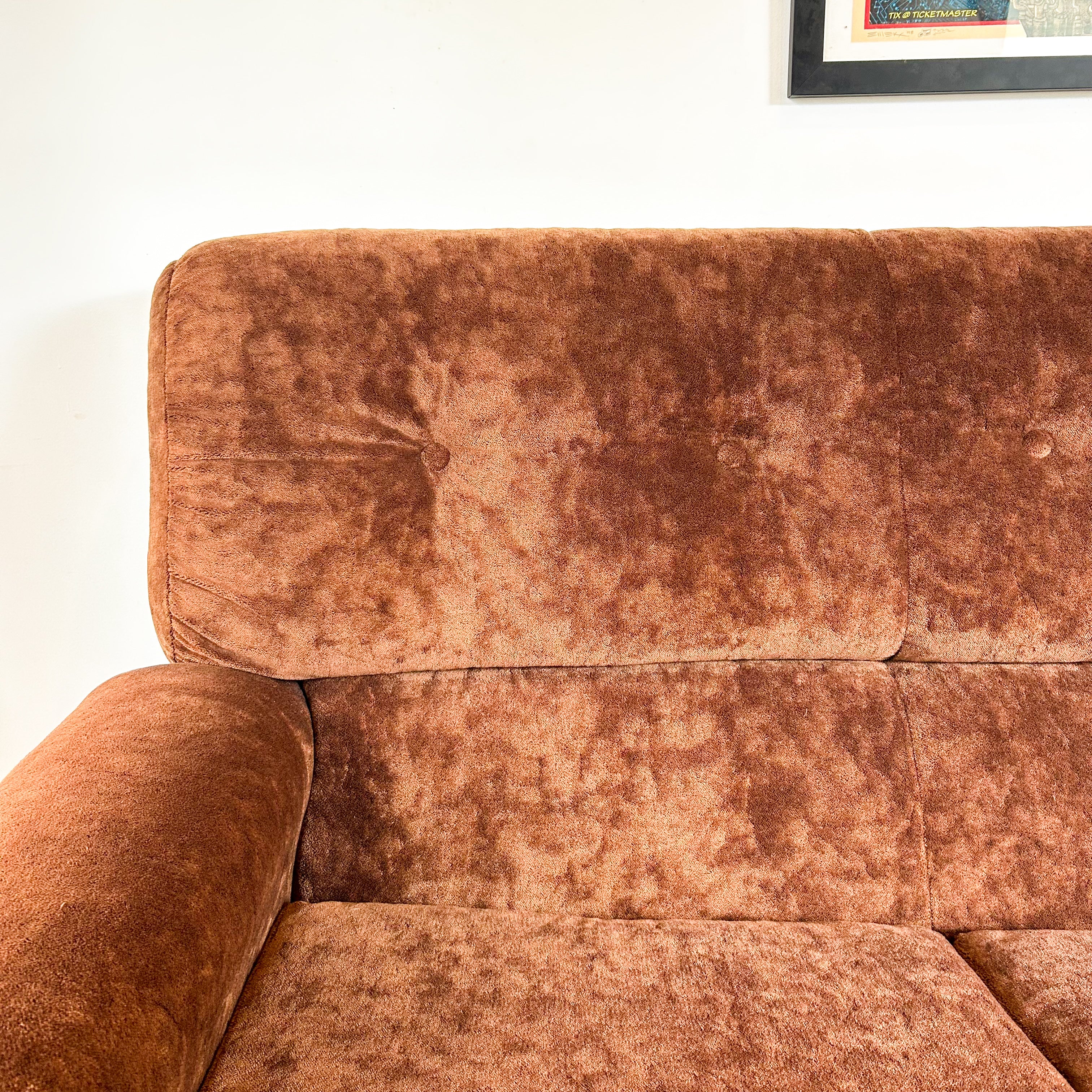 CHOCOLATE BROWN TEDDY SOFA - HEY JUDE WORKSHOP • Vintage furniture & objects Melbourne