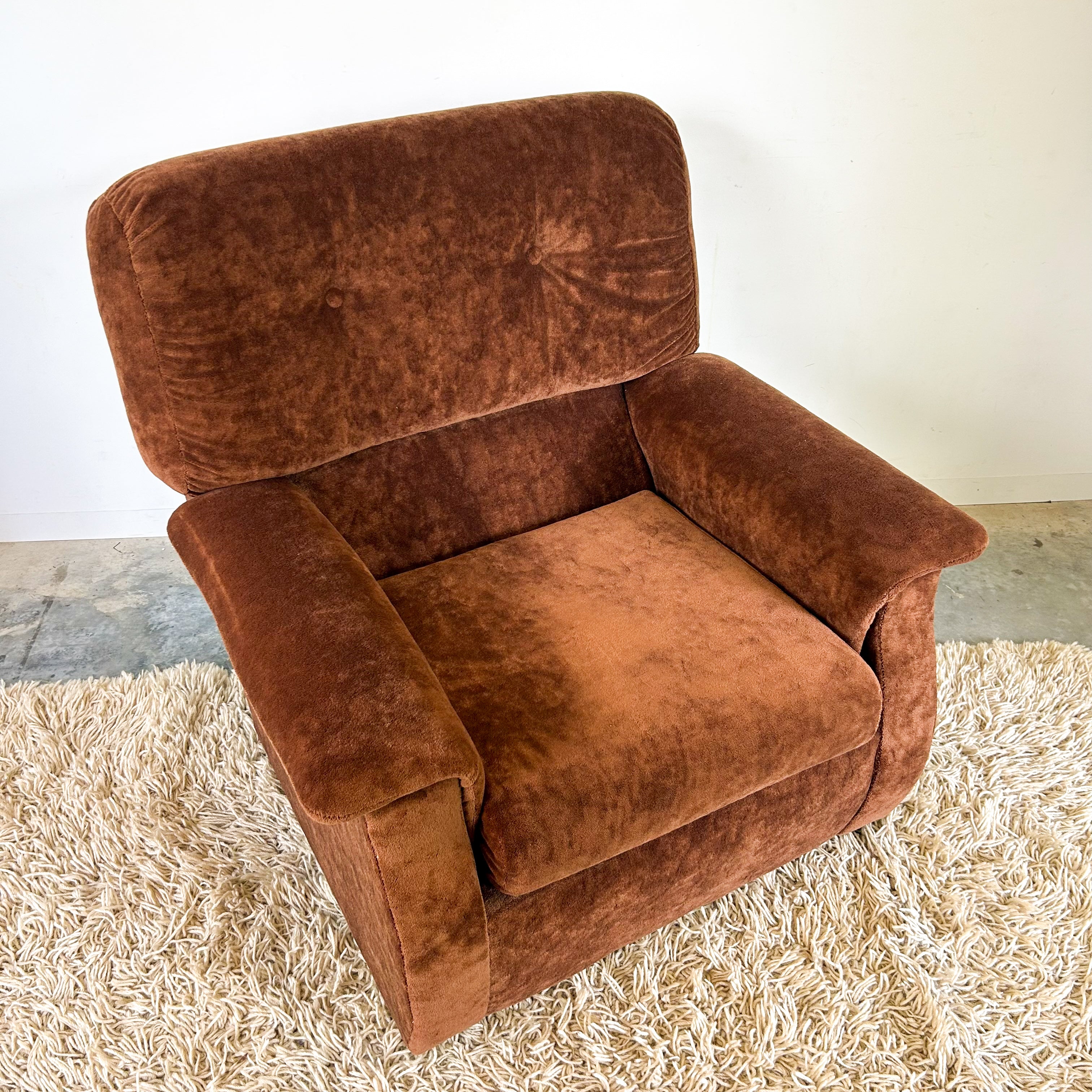 CHOCOLATE BROWN TEDDY ARMCHAIR - HEY JUDE WORKSHOP • Vintage furniture & objects Melbourne