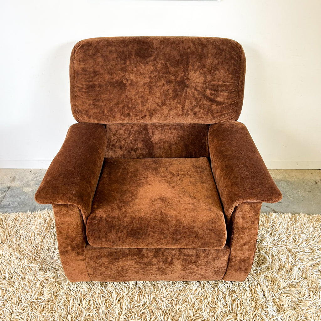 CHOCOLATE BROWN TEDDY ARMCHAIR - HEY JUDE WORKSHOP • Vintage furniture & objects Melbourne