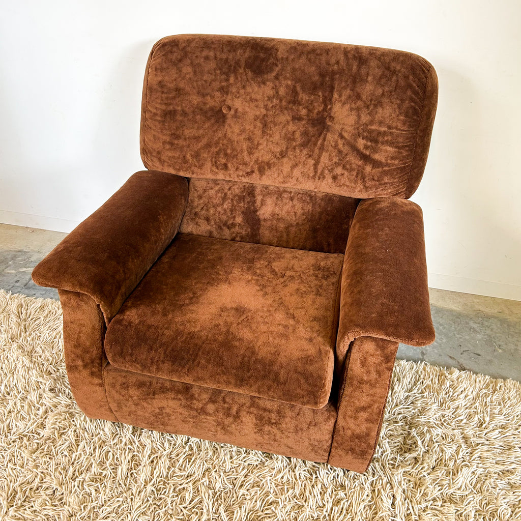 CHOCOLATE BROWN TEDDY ARMCHAIR - HEY JUDE WORKSHOP • Vintage furniture & objects Melbourne