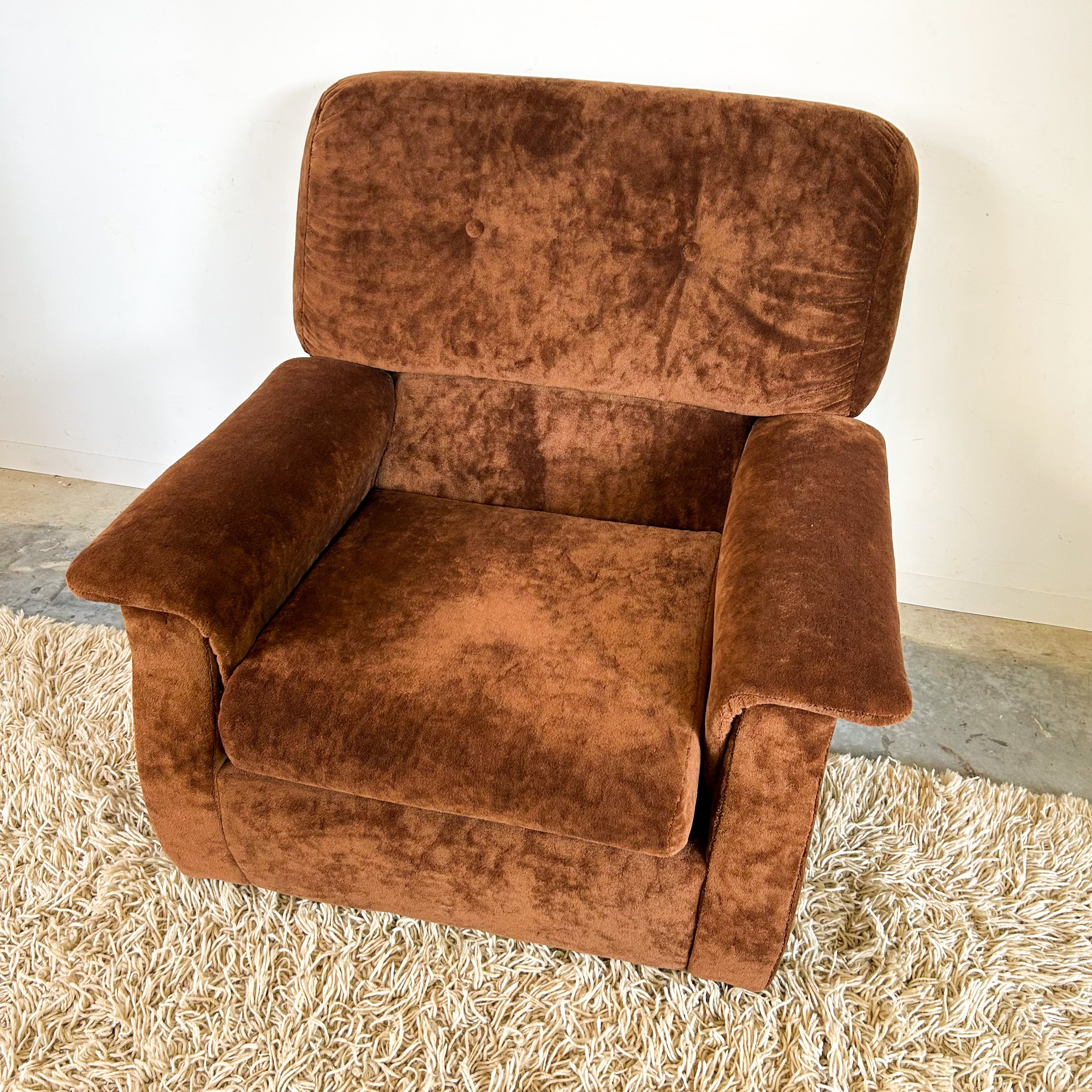 CHOCOLATE BROWN TEDDY ARMCHAIR - HEY JUDE WORKSHOP • Vintage furniture & objects Melbourne