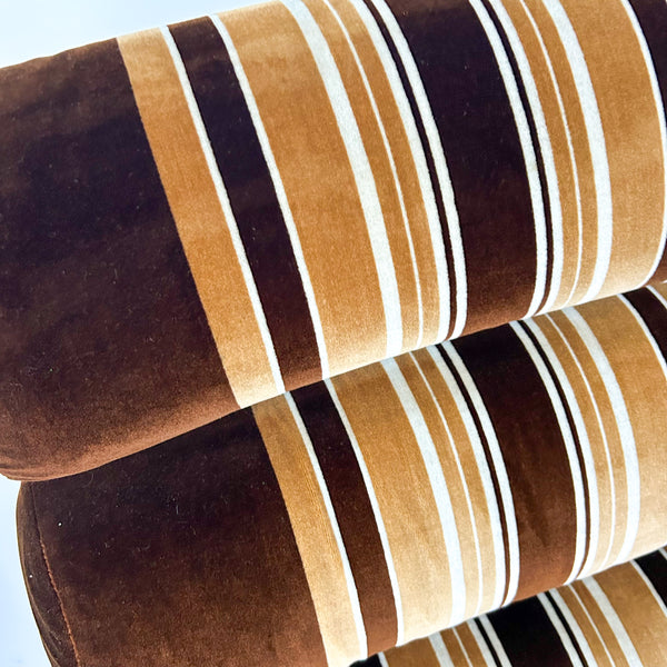 BROWN STRIPED VELOUR SOFA