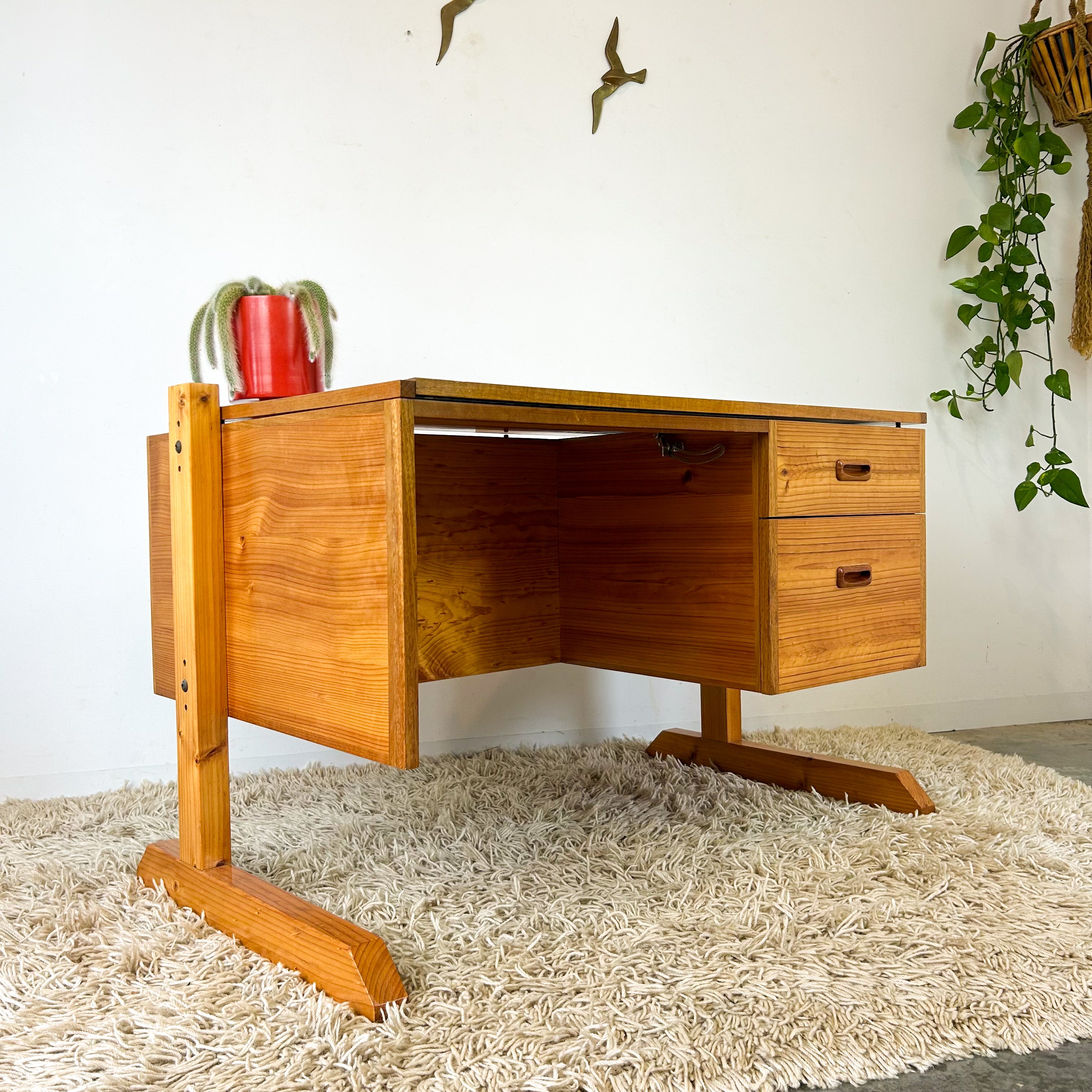 PINE PEDESTAL DESK - HEY JUDE WORKSHOP • Vintage furniture & objects Melbourne