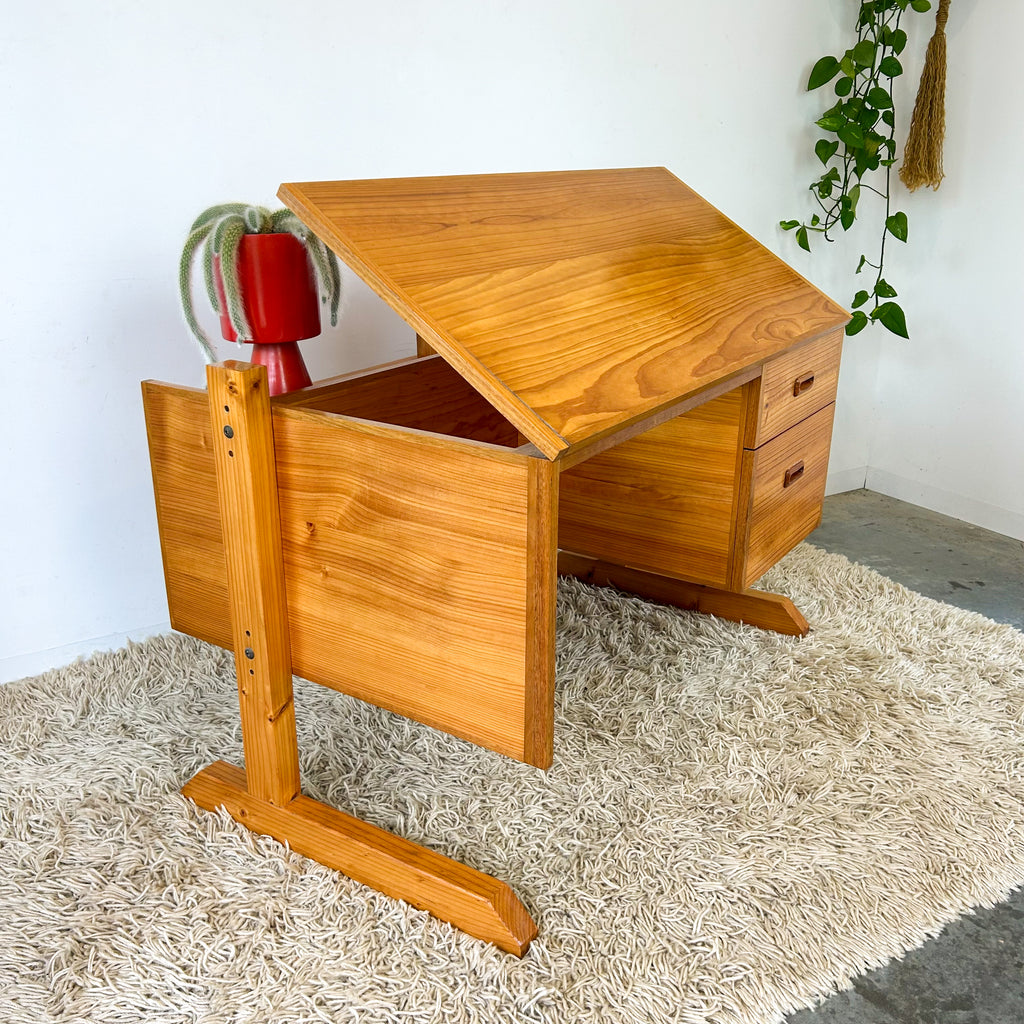 PINE PEDESTAL DESK - HEY JUDE WORKSHOP • Vintage furniture & objects Melbourne