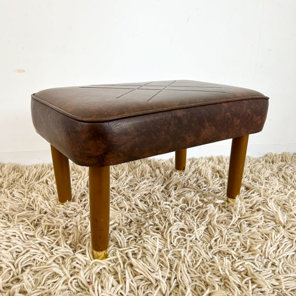 BROWN VINYL FOOTSTOOL