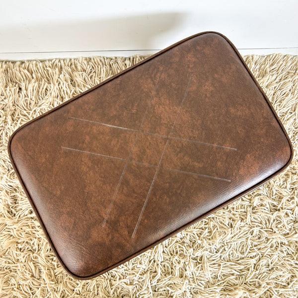 BROWN VINYL FOOTSTOOL