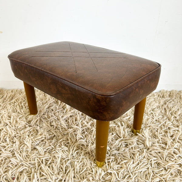 BROWN VINYL FOOTSTOOL