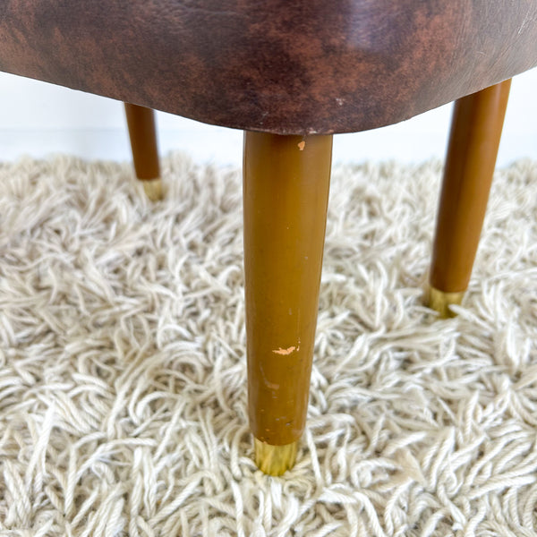 BROWN VINYL FOOTSTOOL