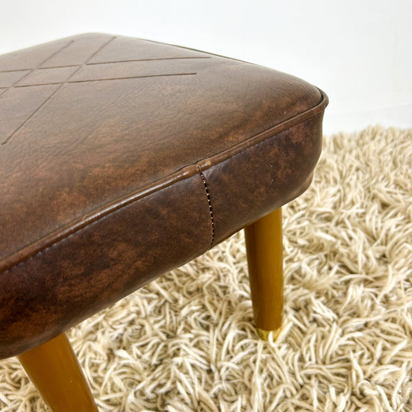 BROWN VINYL FOOTSTOOL