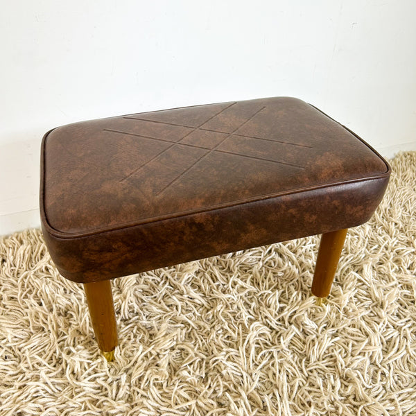 BROWN VINYL FOOTSTOOL