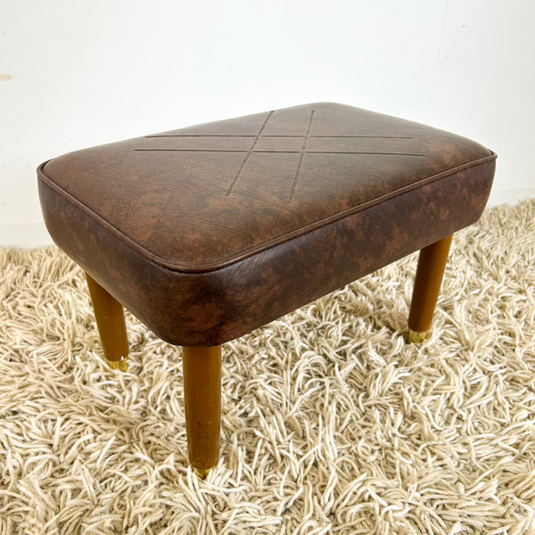 BROWN VINYL FOOTSTOOL