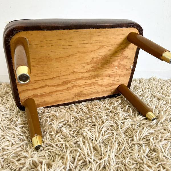BROWN VINYL FOOTSTOOL