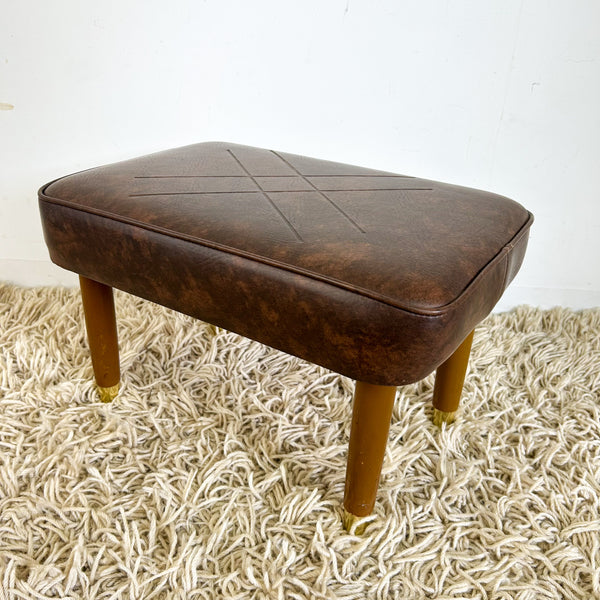 BROWN VINYL FOOTSTOOL