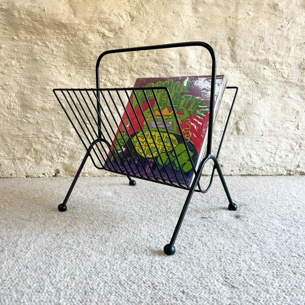 BLACK METAL MAGAZINE/RECORD RACK - HEY JUDE WORKSHOP • Vintage furniture & objects Melbourne