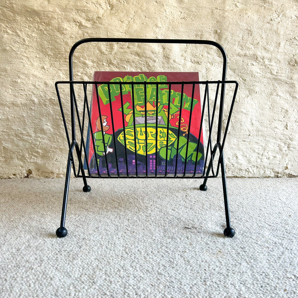 BLACK METAL MAGAZINE/RECORD RACK - HEY JUDE WORKSHOP • Vintage furniture & objects Melbourne