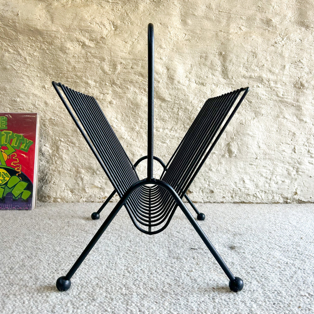 BLACK METAL MAGAZINE/RECORD RACK - HEY JUDE WORKSHOP • Vintage furniture & objects Melbourne