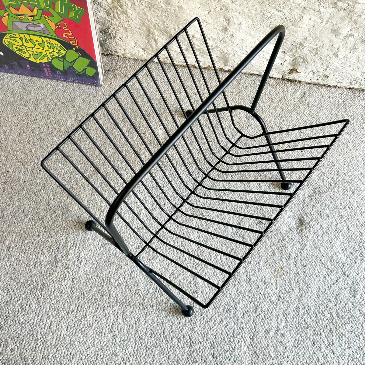 BLACK METAL MAGAZINE/RECORD RACK - HEY JUDE WORKSHOP • Vintage furniture & objects Melbourne