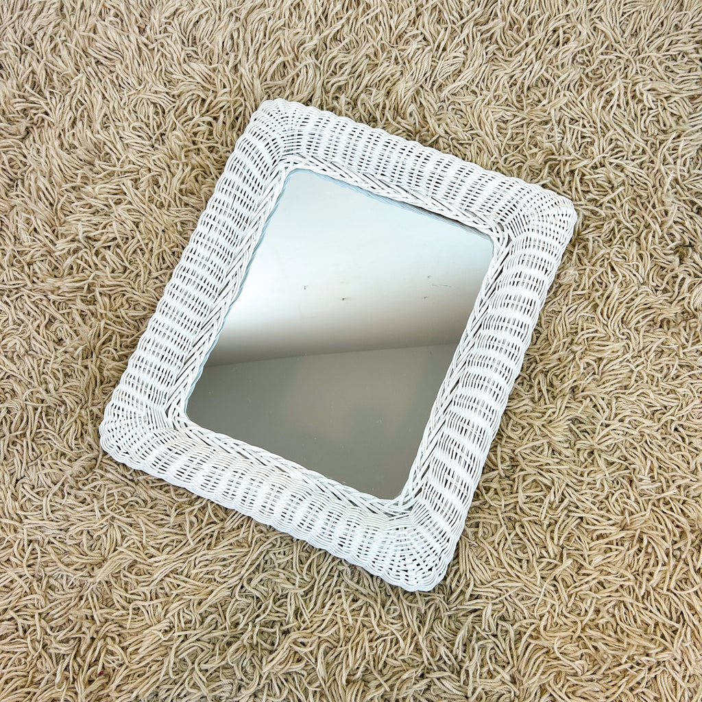 WHITE WICKER WALL MIRROR - HEY JUDE WORKSHOP • Vintage furniture & objects Melbourne