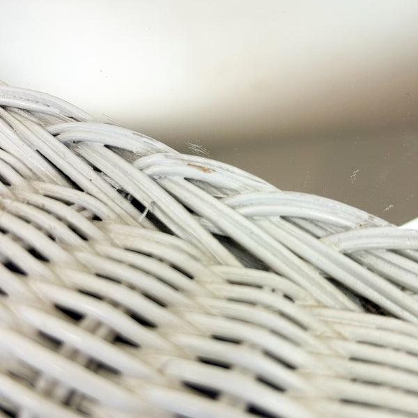 WHITE WICKER WALL MIRROR