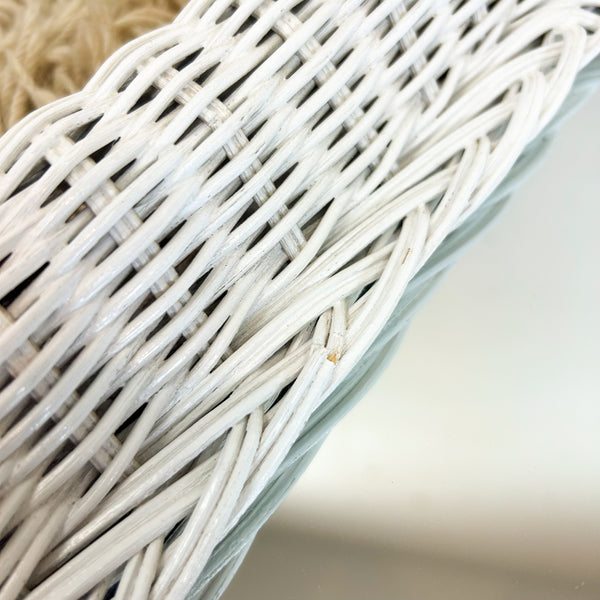 WHITE WICKER WALL MIRROR