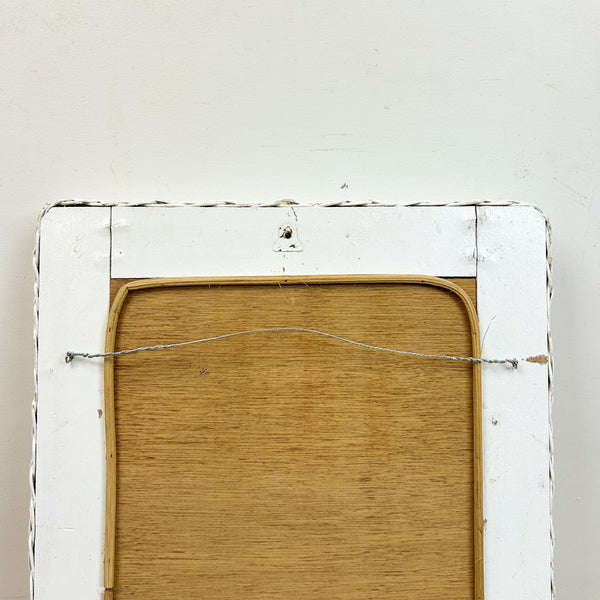 WHITE WICKER WALL MIRROR