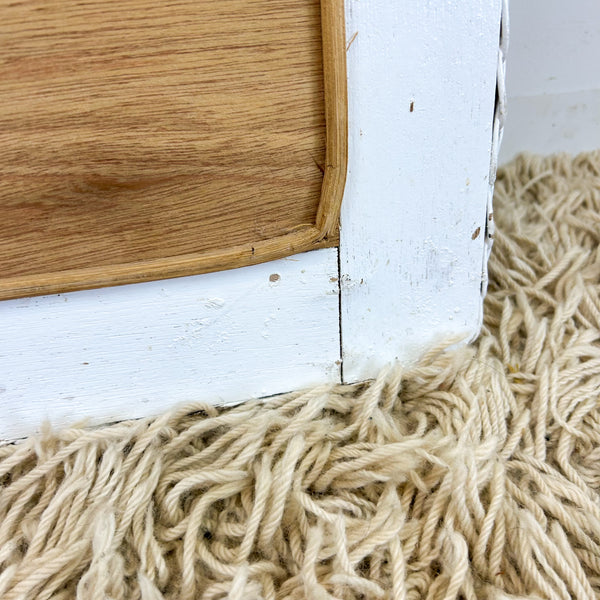 WHITE WICKER WALL MIRROR