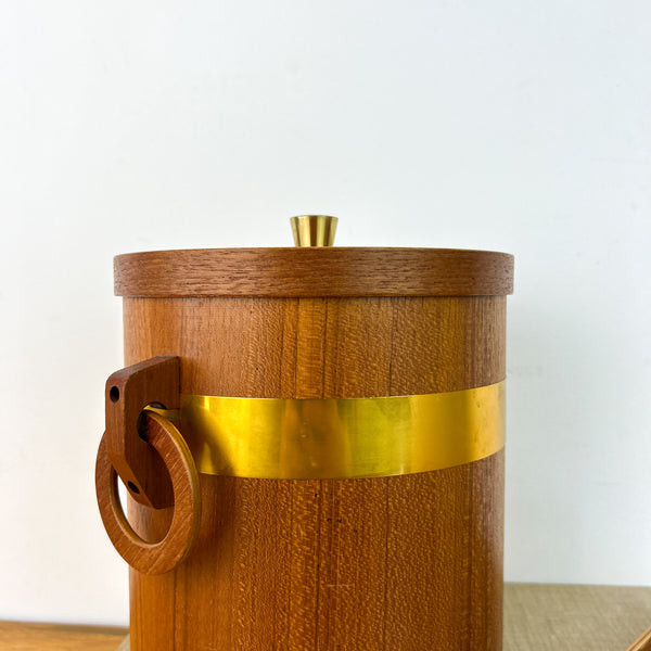 TEAK ICE BUCKET & TONGS