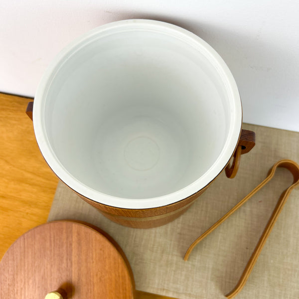 TEAK ICE BUCKET & TONGS