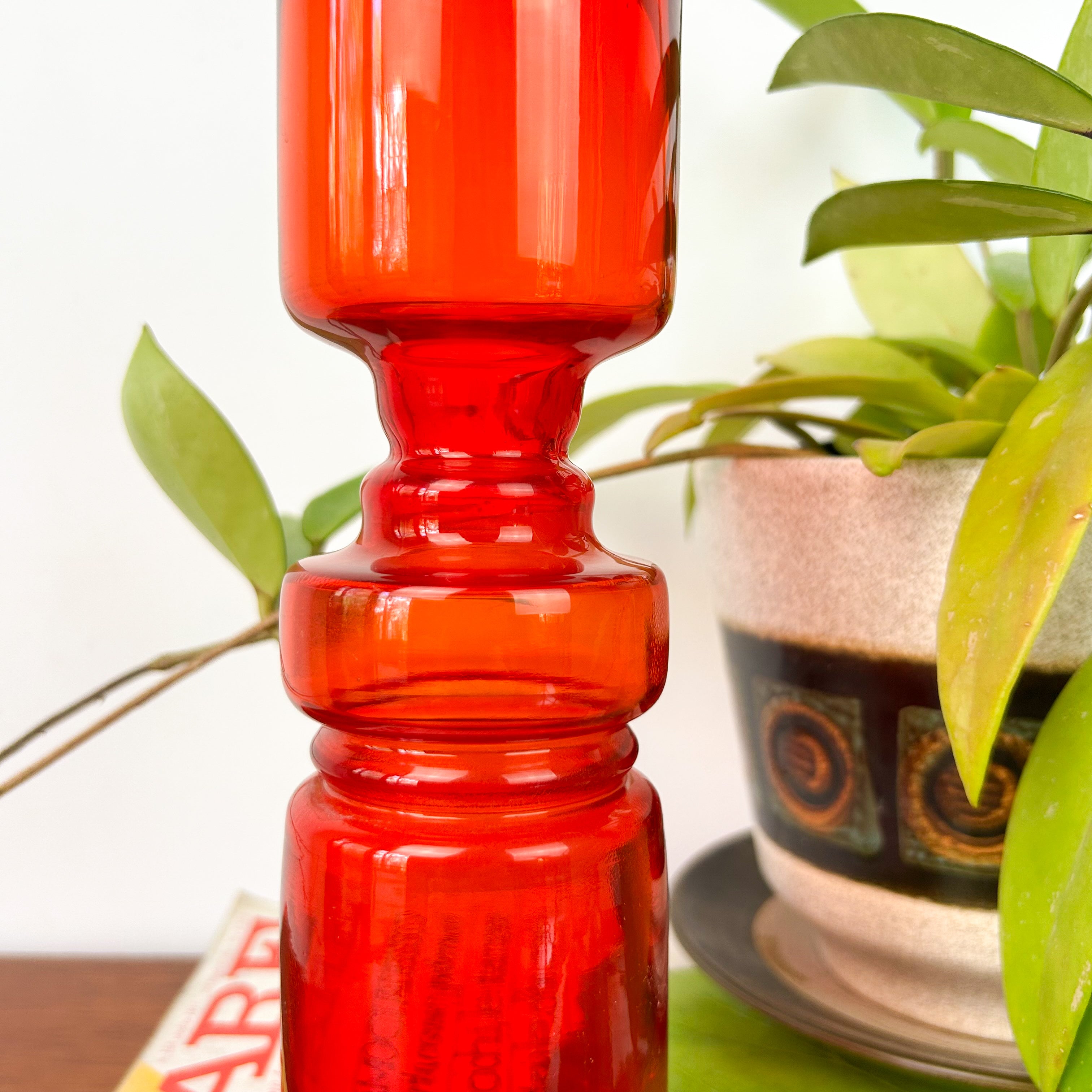 RED HOOPED GLASS VASE - HEY JUDE WORKSHOP • Vintage furniture & objects Melbourne