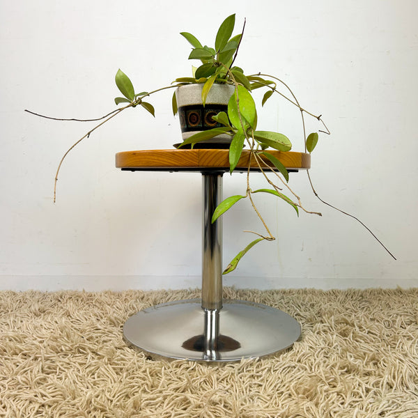 TIMBER & CHROME SIDE TABLE