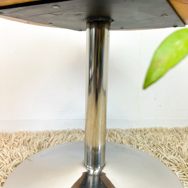 TIMBER & CHROME SIDE TABLE