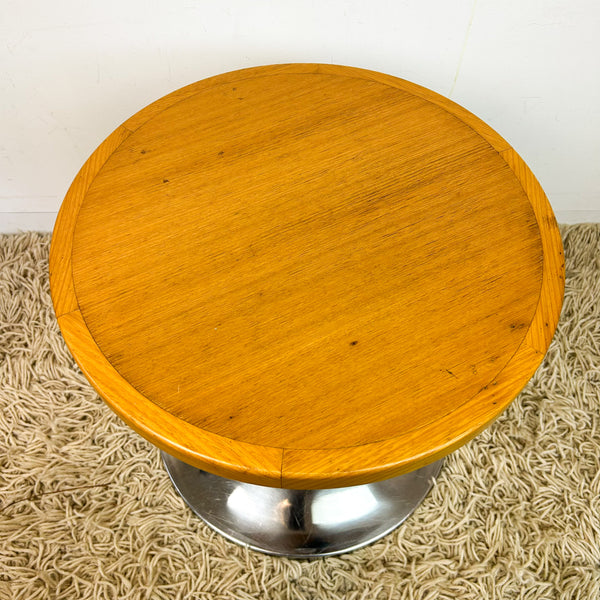 TIMBER & CHROME SIDE TABLE