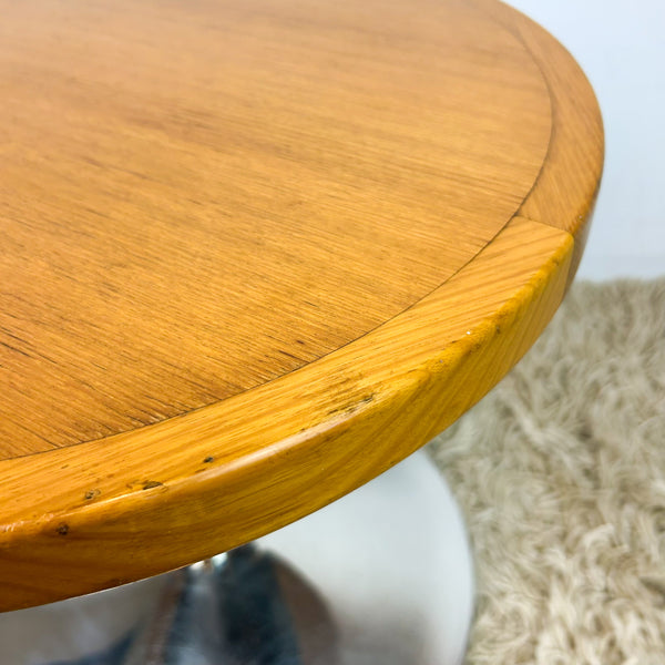 TIMBER & CHROME SIDE TABLE