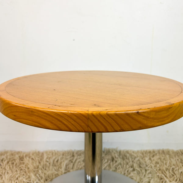 TIMBER & CHROME SIDE TABLE