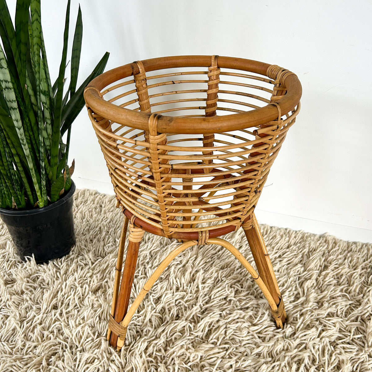 LARGE CANE PLANTER - HEY JUDE WORKSHOP • Vintage furniture & objects Melbourne