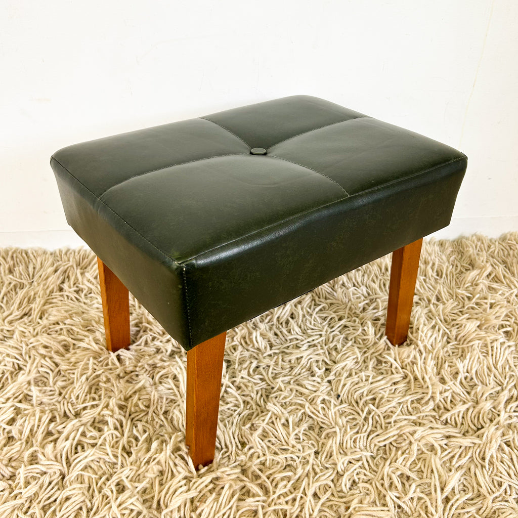 FOREST GREEN VINYL FOOTSTOOL - HEY JUDE WORKSHOP • Vintage furniture & objects Melbourne