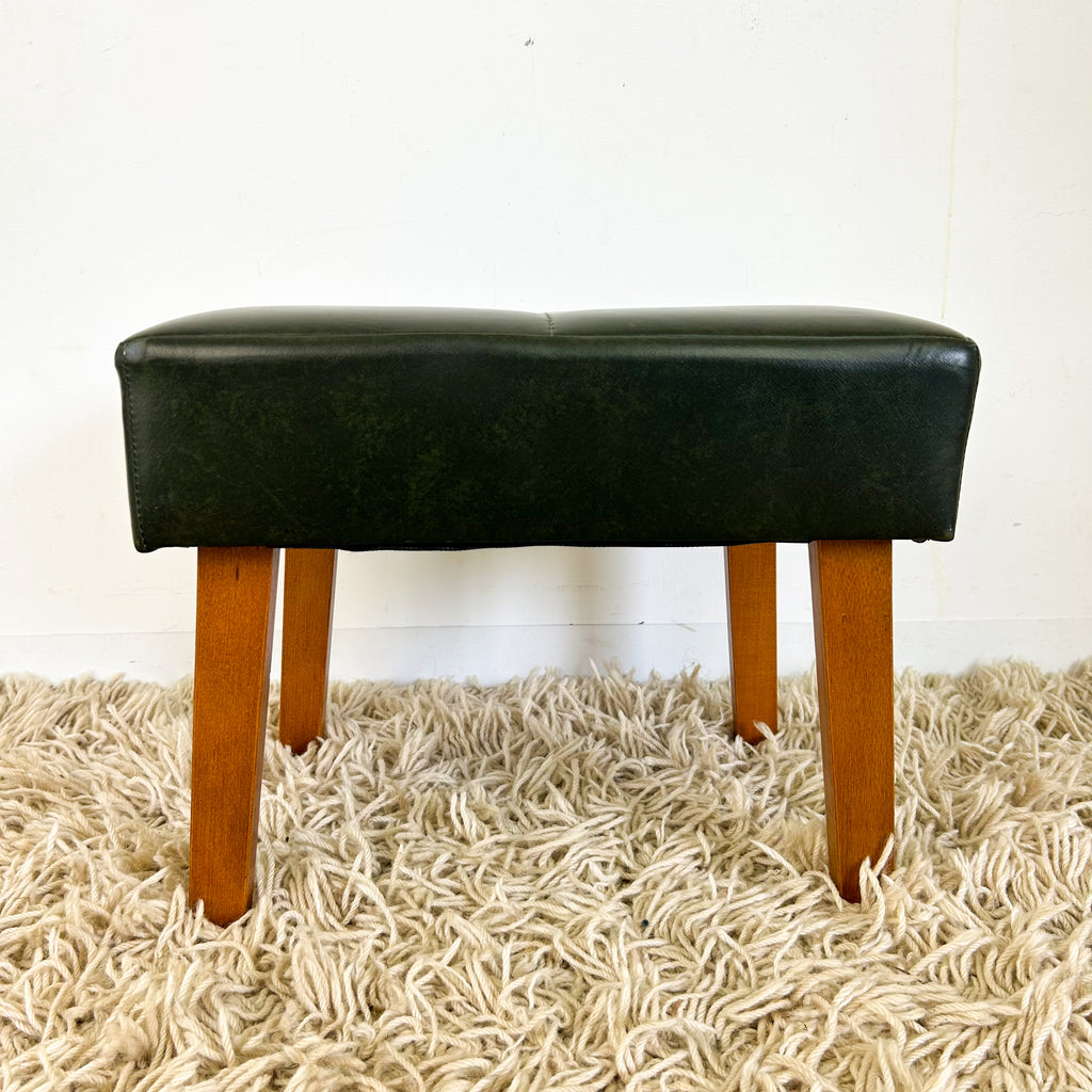 FOREST GREEN VINYL FOOTSTOOL - HEY JUDE WORKSHOP • Vintage furniture & objects Melbourne