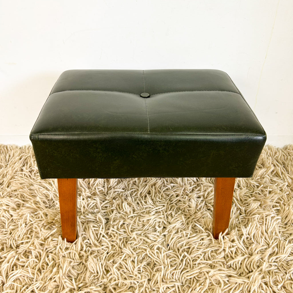 FOREST GREEN VINYL FOOTSTOOL - HEY JUDE WORKSHOP • Vintage furniture & objects Melbourne