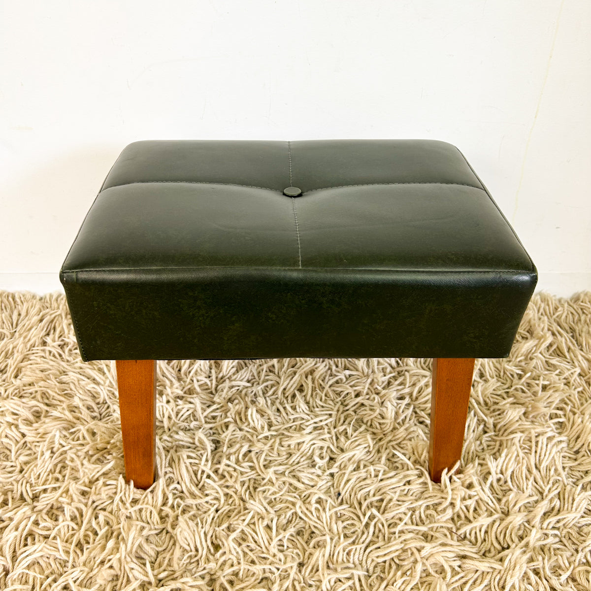 FOREST GREEN VINYL FOOTSTOOL - HEY JUDE WORKSHOP • Vintage furniture & objects Melbourne