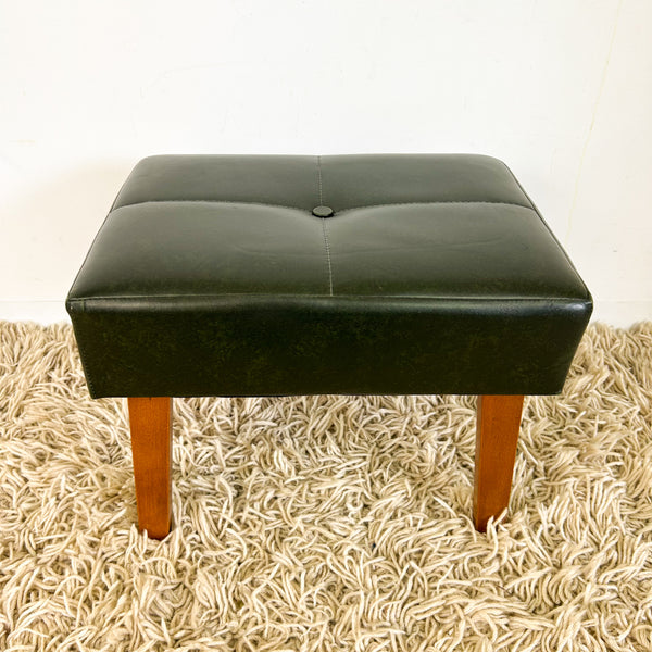 FOREST GREEN VINYL FOOTSTOOL - HEY JUDE WORKSHOP • Vintage furniture & objects Melbourne
