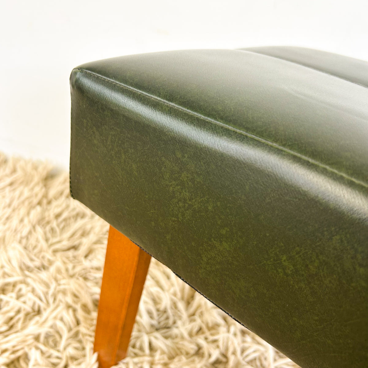 FOREST GREEN VINYL FOOTSTOOL - HEY JUDE WORKSHOP • Vintage furniture & objects Melbourne
