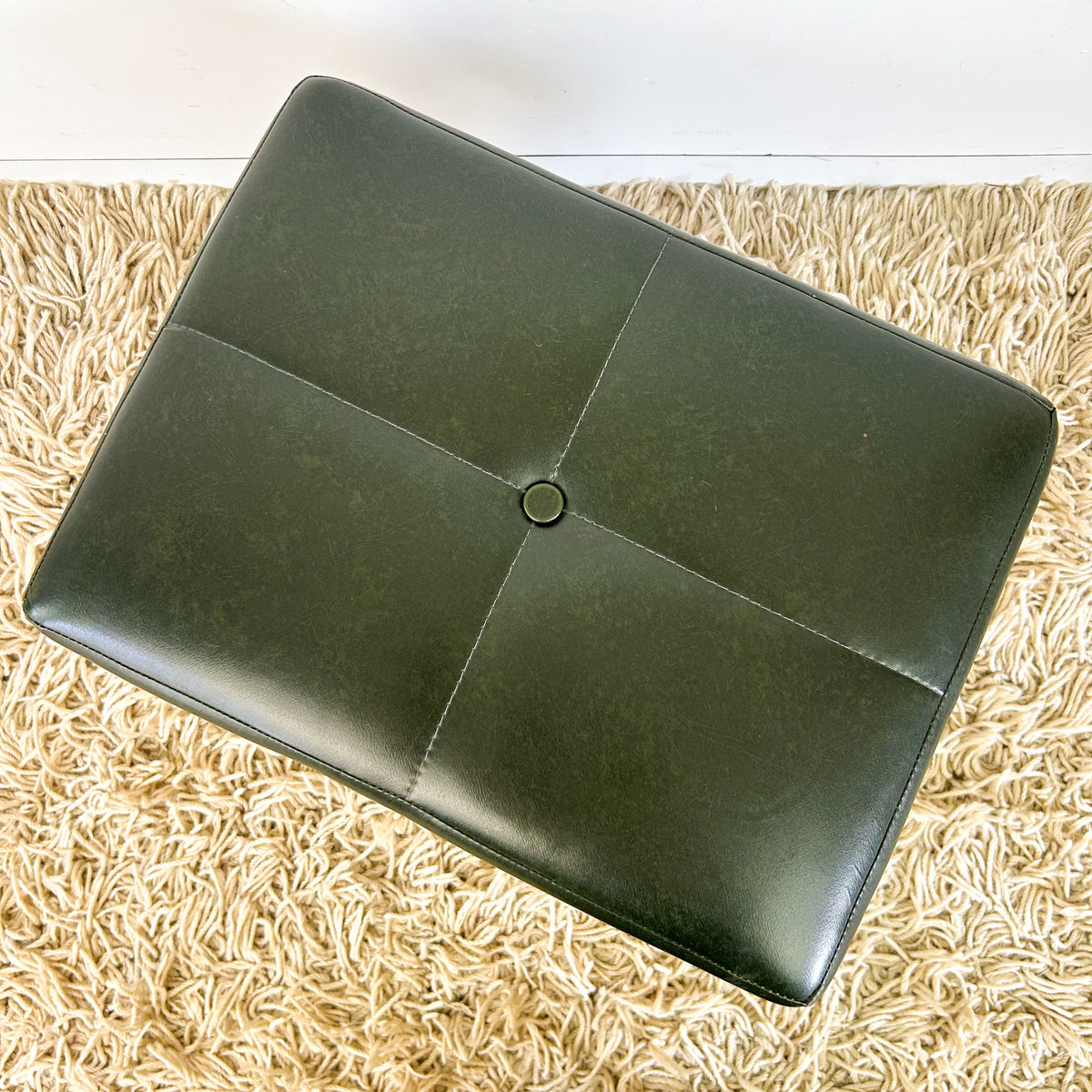 FOREST GREEN VINYL FOOTSTOOL - HEY JUDE WORKSHOP • Vintage furniture & objects Melbourne