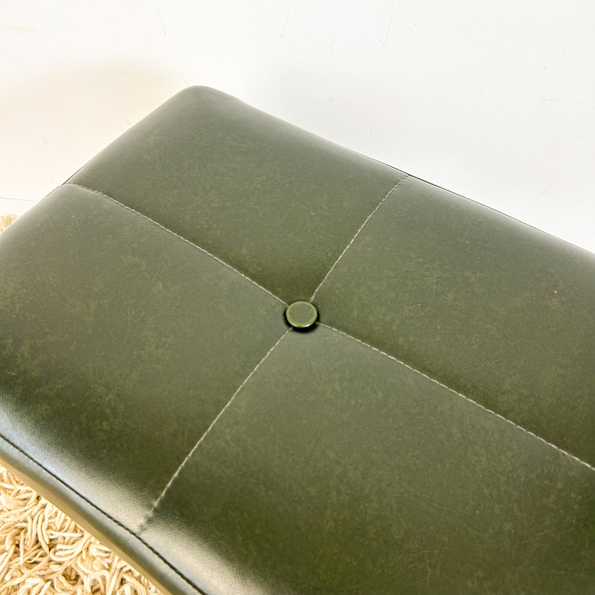 FOREST GREEN VINYL FOOTSTOOL - HEY JUDE WORKSHOP • Vintage furniture & objects Melbourne