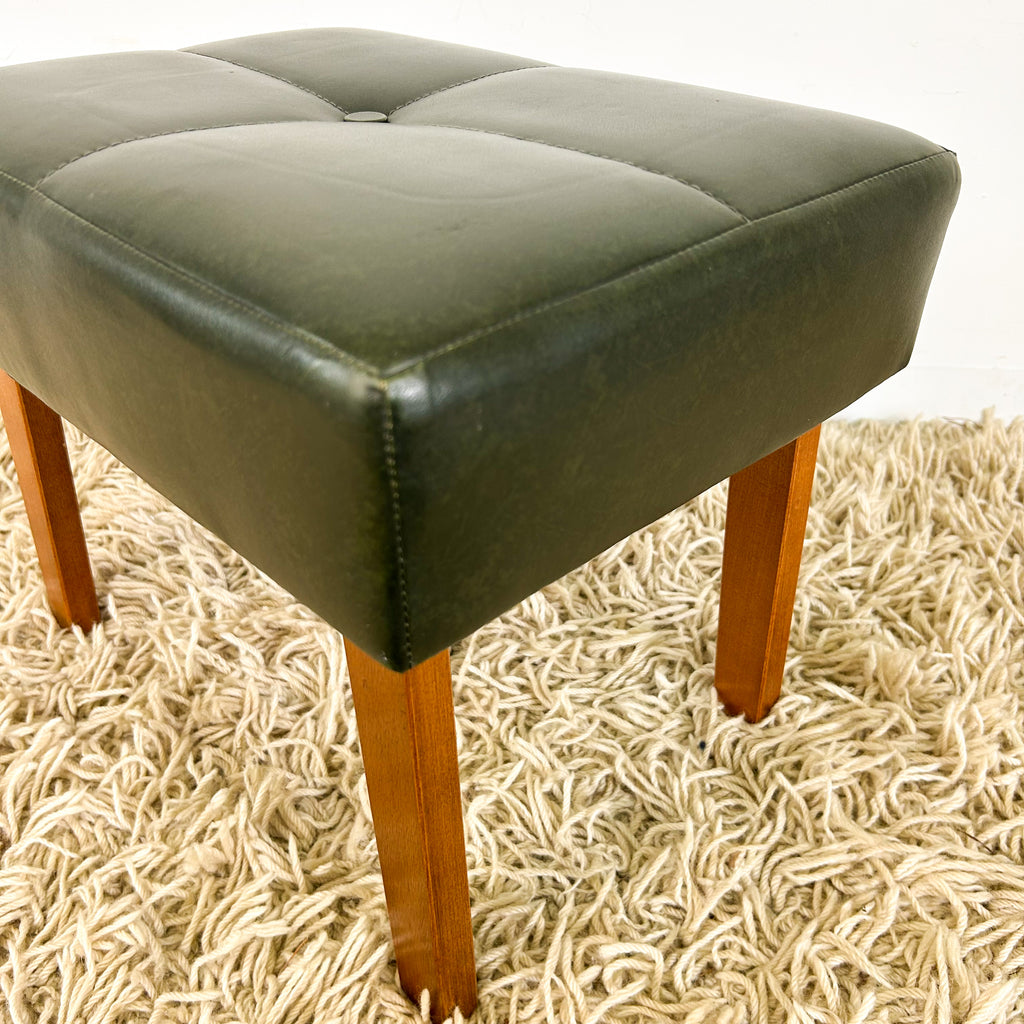 FOREST GREEN VINYL FOOTSTOOL - HEY JUDE WORKSHOP • Vintage furniture & objects Melbourne