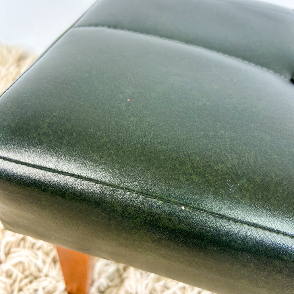 FOREST GREEN VINYL FOOTSTOOL - HEY JUDE WORKSHOP • Vintage furniture & objects Melbourne