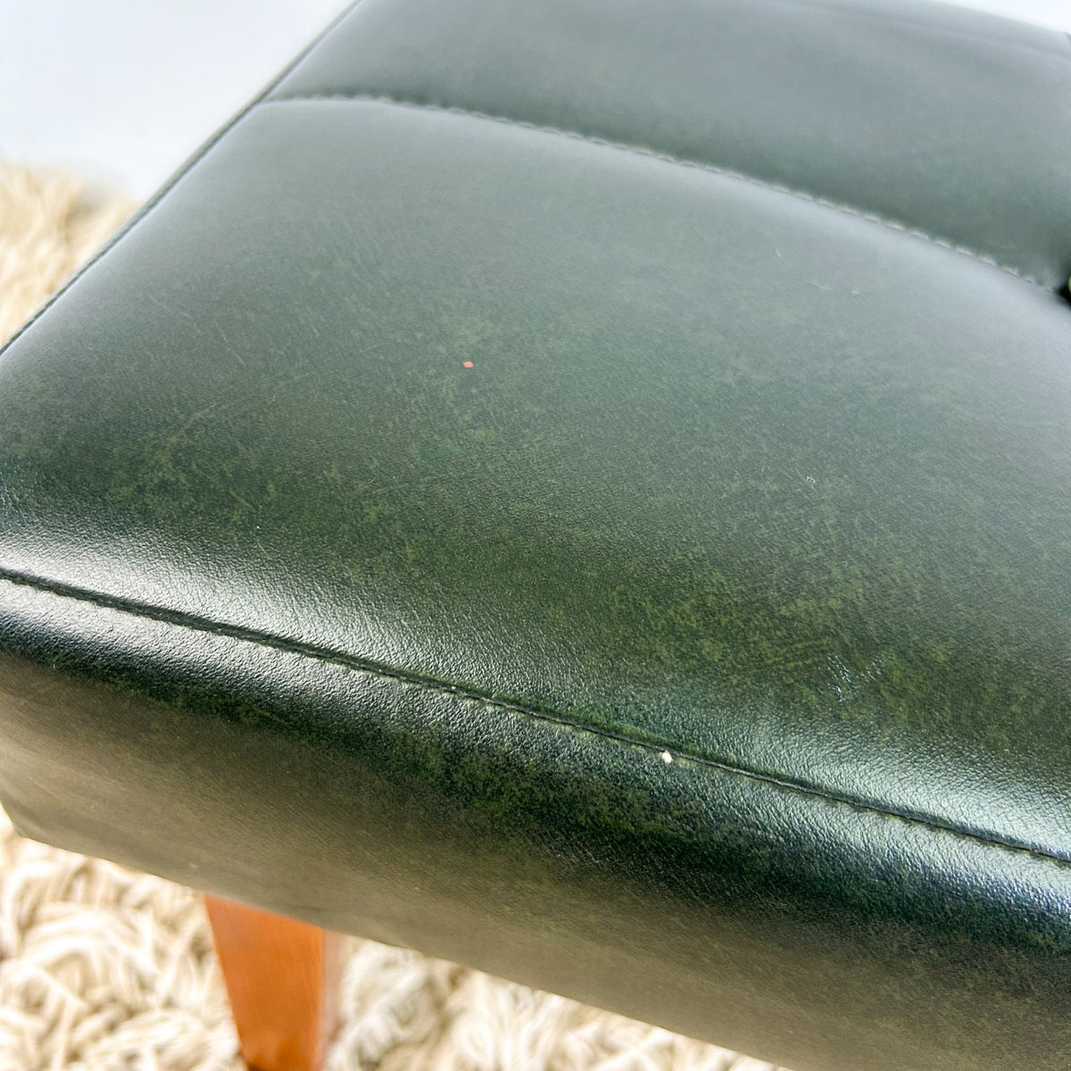 FOREST GREEN VINYL FOOTSTOOL - HEY JUDE WORKSHOP • Vintage furniture & objects Melbourne