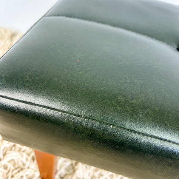 FOREST GREEN VINYL FOOTSTOOL - HEY JUDE WORKSHOP • Vintage furniture & objects Melbourne