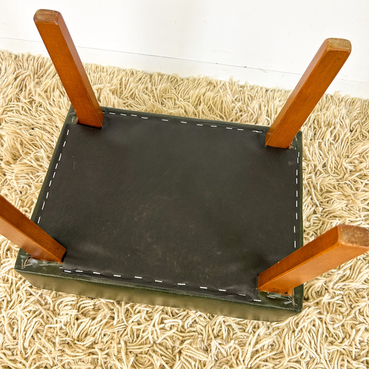 FOREST GREEN VINYL FOOTSTOOL - HEY JUDE WORKSHOP • Vintage furniture & objects Melbourne