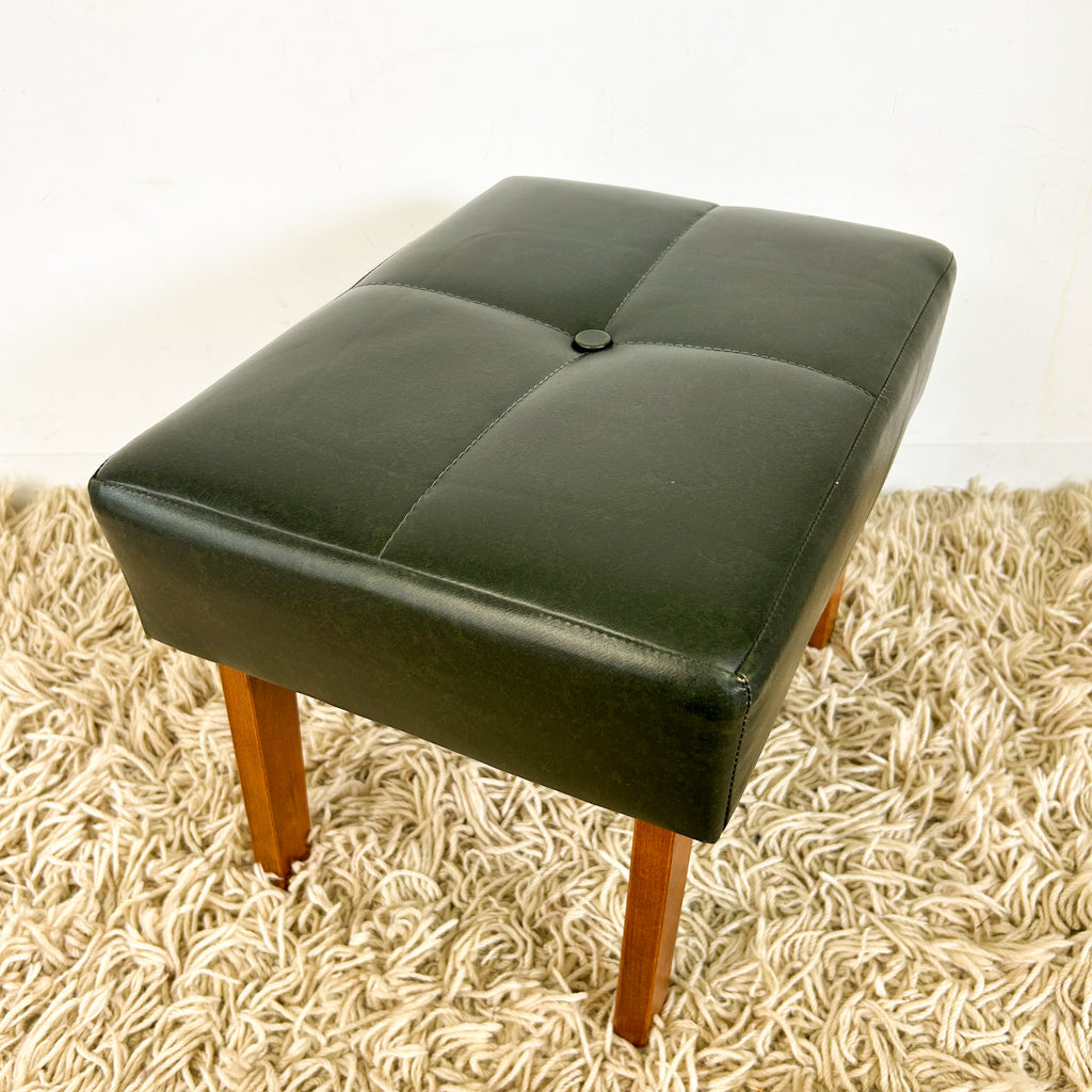 FOREST GREEN VINYL FOOTSTOOL - HEY JUDE WORKSHOP • Vintage furniture & objects Melbourne
