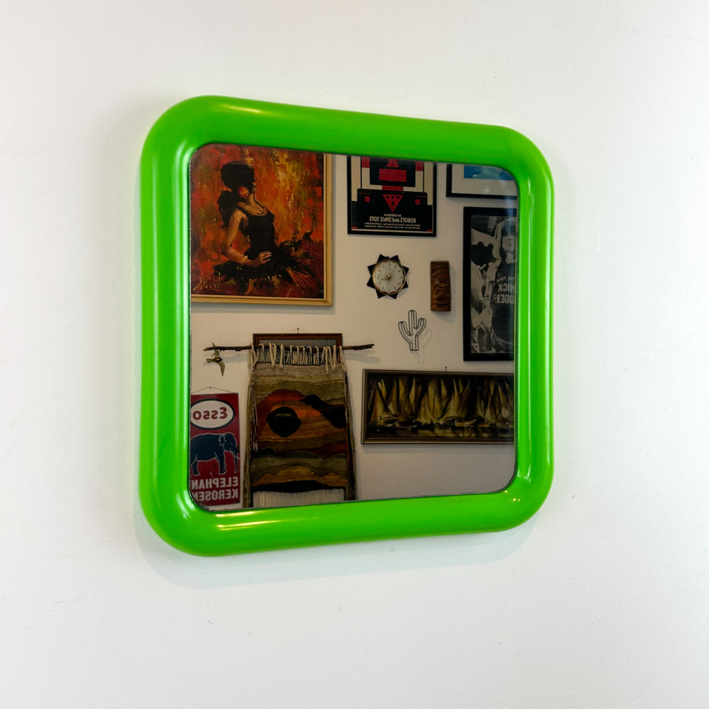 LIME GREEN PLASTIC WALL MIRROR